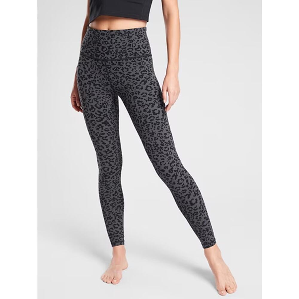 Athleta Leopard Print Elation Ultra High Rise Tight Leggings Anthracite Grey SP